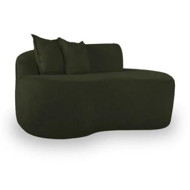 Imagem de Sofá Orgânico Sala e Recepção Bouclé - Tatite Decor, Verde Musgo