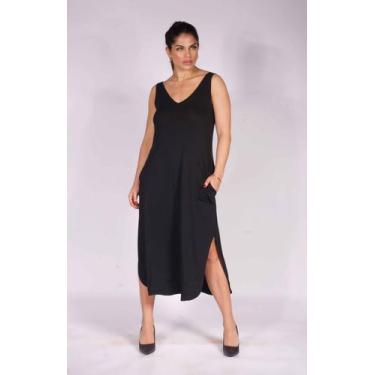 Imagem de Vestido Regata Mid Com Bolso Verão Ref. 15637 - Docce Mulher, Preto, G