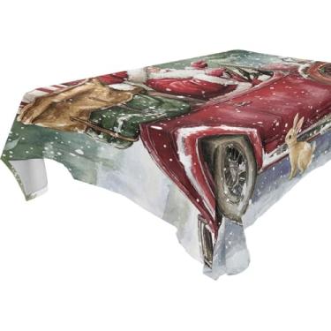 Imagem de Blueangle Toalha de mesa vermelha vintage para carro – Toalha de mesa retangular de poliéster impermeável e resistente a manchas para ambientes internos e externos, 152 x 304 cm (679)