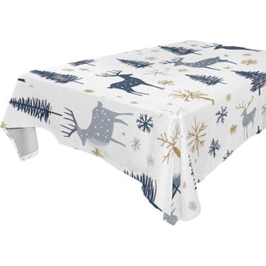 Imagem de Blueangle Toalha de mesa de veado de Natal – Toalha de mesa quadrada de poliéster impermeável e resistente a manchas para ambientes internos e externos, 137 x 137 cm (121)