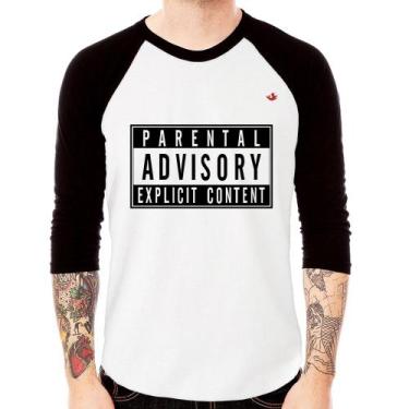 Imagem de Camiseta Raglan Parental Advisory: Explicit Content Manga 3/4 - Foca n