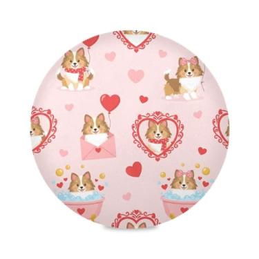 Imagem de Wassud Jogo americano para cães brincalhões tapetes de mesa redondos para cozinha e jantar tapetes laváveis resistentes ao calor decoração de mesa 39 cm