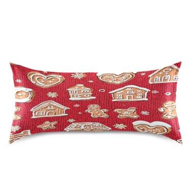 Imagem de Blueangle Fronha de cetim de biscoito de gengibre para cabelo e pele, fronha de seda, tamanho king (50,8 x 101,6 cm) - Capas de almofada de cetim refrescantes com fecho de envelope (97)