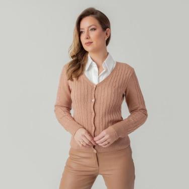 Imagem de Cardigan susie modal texturizado feminino - Susie Modas, Marrom claro,