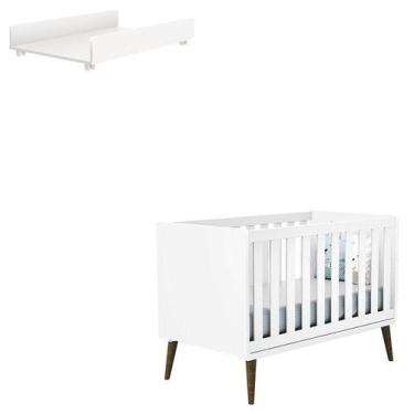 Imagem de Berço Americano Theo Amadeirado com Trocador Juju Branco - Reller