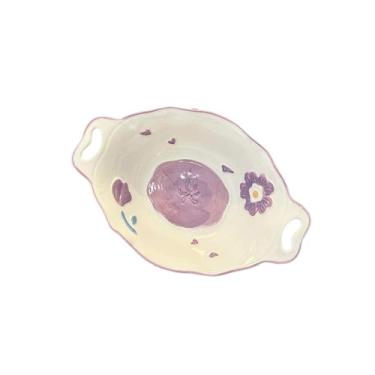 Imagem de Tigela de arroz de cerâmica Ziwei Huakai pintada à mão utensílios de mesa binaural domésticos - tigela de sopa binaural de 26,7 cm