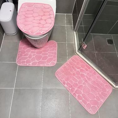 Imagem de Tapete Jogo De Banheiro 3 Pçs Liso (rosa)
