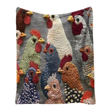 Imagem de Cobertor de galinha - colcha de flanela dobrável lavável na máquina, cobertor de frango para adultos - para sofá-cama, interior, casa, quarto, família, amigo, aniversários, inauguração de casa