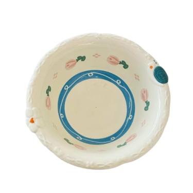 Imagem de Tigela de arroz de cerâmica de desenho fofo pintada à mão Hello Gary the Snail - tigela de sopa de 21,6 cm