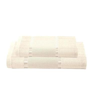 Imagem de Kit Toalha de Banho e Rosto Velour para Bordar Bella Marfim Dohler - D