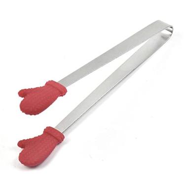 Imagem de Pinça para churrasco antiderrapante aço inoxidável cubo de gelo grampo lanche ferramenta de cozinha pão utensílios de cozinha churrasco (vermelho - forma de gelo)