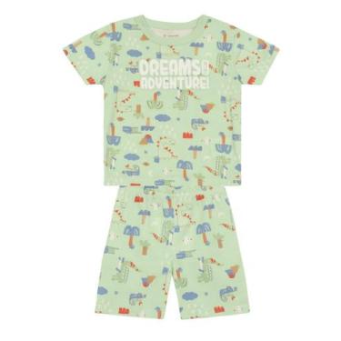 Imagem de Pijama infantil menino de dino brilha no escuro Brandili, Verde, 2
