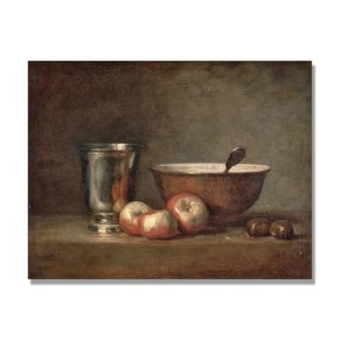 Imagem de NHLDZYH Arte em tela vintage de frutas mortas, pintura clássica de cozinha country, decoração de parede de casa de fazenda quente para sala de jantar e cozinha. A83. 40 x 50 cm-15,8 x 19,7 pol