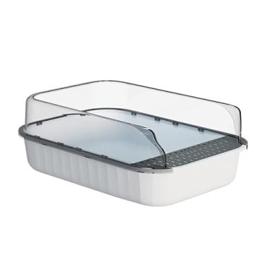 Imagem de Bandeja SanitáRia Semi-Fechada – Com Tapete à Prova De Derrames E Design Que Controla Os Odores, Ideal Para Apartamentos.(Branco Minimalista)