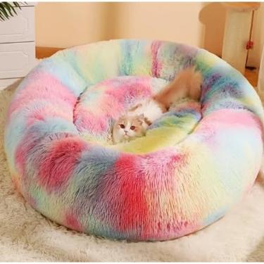 Imagem de Caminha Pet Nuvem Tie Dye Rosa para Cachorro e Gato – Cama Pelúcia Felpuda Lavável(colorido tie day,90cm GG)
