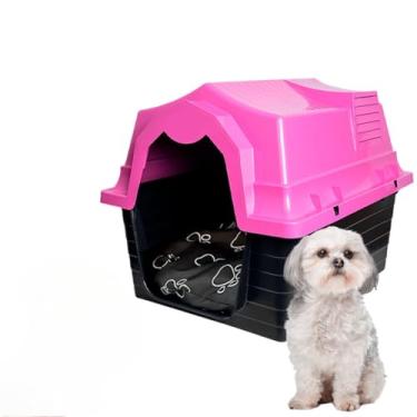 Imagem de Casinha de cachorros equipada com cama, adequada para 3 ou 4 cães de pequeno ou médio porte(ROSA - N3,SEM COLCHÃO)