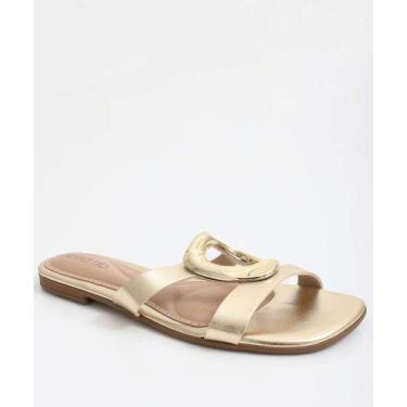 Imagem de Rasteirinha Feminina Metalizada Beira Rio Dourado-99107, Dourado, 36