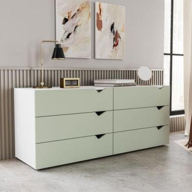 Imagem de Cômoda 6 Gavetas Branca e Verde Porto Politorno