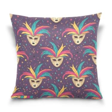 Imagem de Blueangle Capas de almofada de máscara de carnaval - 50 x 50 cm, decoração de férias de fazenda para sofá de casa (452)