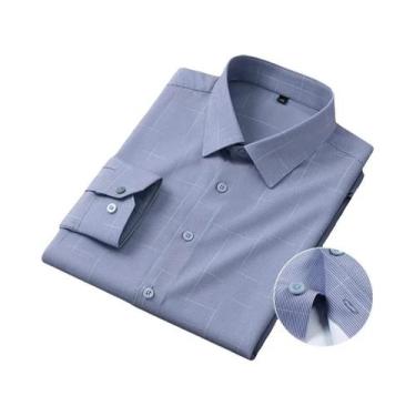 Imagem de Camisa Masculina De Manga Longa Xadrez E Listrada Macia, Sem Necessida
