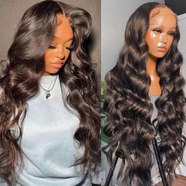 Imagem de Peruca frontal de renda Lemoda Full Body Wave 82cm 210% de densidade