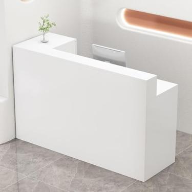 Imagem de Mesa de recepção moderna com gavetas com trava - Recepção econômica para escritório ou loja de varejo (direita, 100 cm)