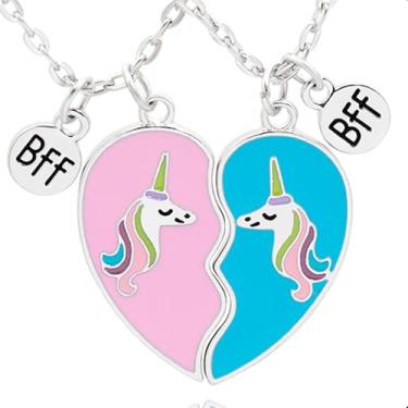 Imagem de Colar Melhores Amigas Metades Best Friends Forever Amizade Unicórnio Bff Par Coração
