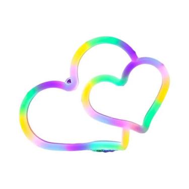 Imagem de Letreiro Neon Coração Duplo Com Alimentação USB E a Bateria, Decoração