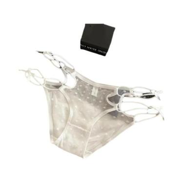 Imagem de Calcinhas Sexy Femininas De Cintura Baixa Em Renda E Malha Com Alças, 