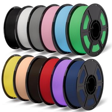 Imagem de Isanmate Pacote de filamento PLA fosco de 12 kg de filamento de impressora 3D de 1,75 mm, multicolorido, a granel, para a maioria das impressoras 3D, preto, branco, cinza, rosa, azul celeste, verde