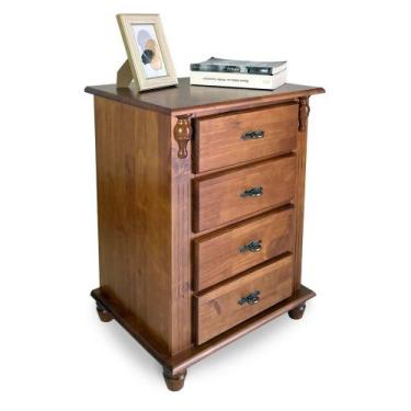 Imagem de Mesa de Cabeceira 4 Gavetas Retrô Pés Bola Madeira Florença - Maher Mó