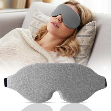 Imagem de Máscara de dormir com contorno para os olhos com alça ajustável para adultos viagem descanso noturno avião cochilo capa leve para os olhos (cinza mesclado)
