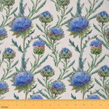 Imagem de Tecido Aquarela Protea da Yard Roxo Verde Retrô Flores ao Ar Livre Tecido para Amantes de Arte Artesanal Jardim Selvagem Plantas Florais Tecido Estampado para Cama Exterior Interior Projetos DIY 5