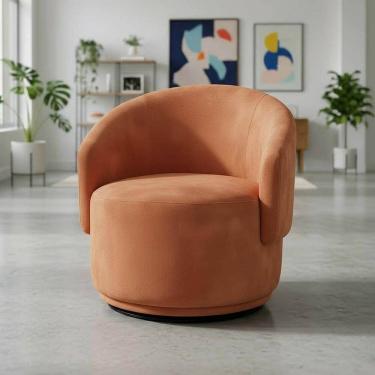 Imagem de Poltrona Decorativa Giratória Sala de Estar Recepção Suede Jasmine Terracota