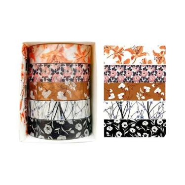 Imagem de Fita Washi Floral Romântica 5 Rolos Fita Decorativa Fofa DIY Fresca Pa