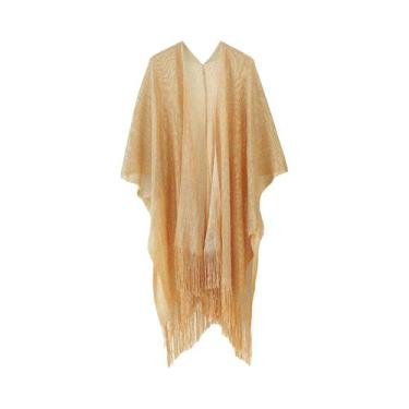 Imagem de Kimono Cardigã Feminino Solto Com Franjas Para Praia E Biquíni - Blusa