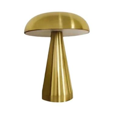 Imagem de Luminária De Mesa Retro LED Recarregável Com Toque Metálico Três Cores