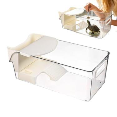 Imagem de Tanque de tartaruga, aquários e aquários de tartarugas aquáticas, terrário transparente com área para alimentação de répteis, caranguejos eremitas, sapos, observando atividades diárias