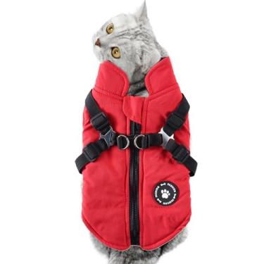 Imagem de Jaqueta quente para animais de estimação – Jaqueta impermeável com arnês e anéis D | Jaqueta quente para animais de estimação, colete para cães pequenos, casaco de inverno para clima frio