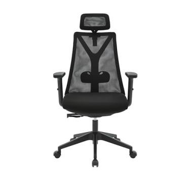 Imagem de Cadeira Presidente San Francisco Preta Ergonômica para Escritório e Home Office, Giratória com Ajuste de Altura, Encosto Reclinável e Apoios de Braço Reguláveis para Máximo Conforto