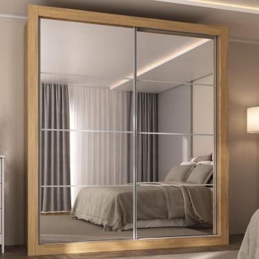 Imagem de Guarda-roupas Casal Com Espelho 2 Portas De Correr 4 Gavetas Malibu Multimóveis Mp4273 Madeirado Madeirado