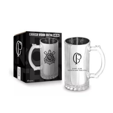 Imagem de Caneca de Vidro Metalic Corinthians - 480ml - Brasfoot 
