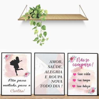 Imagem de Kit 3 Quadros Decorativos Manicure e Beleza Salão Estúdio Espaço Nails