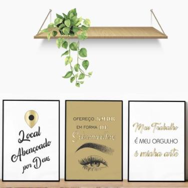 Imagem de Kit 3 Quadros Decorativos Manicure e Beleza Salão Estúdio Espaço Nails