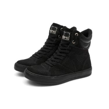 Imagem de Tênis Academia Bota Botinha Sneaker Feminino Cano Alto Fitness Couro L