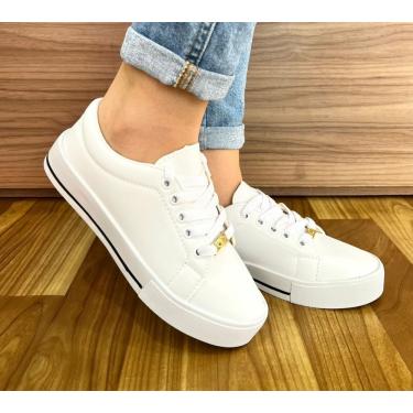 Imagem de Tênis Feminino Casual Liso - 1031 Branco