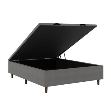 Imagem de Box Baú Blindado Casal 138x188x42cm Base Reforçada Elite Cinza - Premi