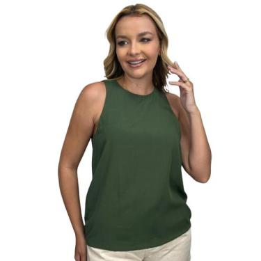 Imagem de Regata Feminina Plus Casual Soltinha Gola Redonda Viscose Moda Verão -
