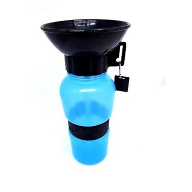Imagem de Garrafa Pet Viagem Passeio Cães E Gatos Portatil 500Ml Azul
