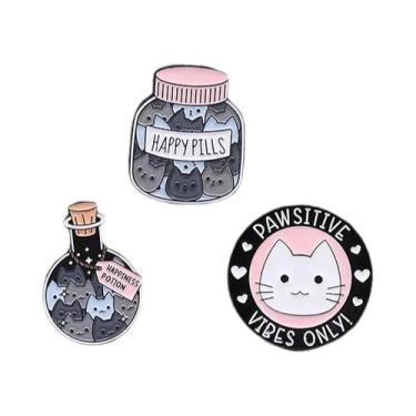 Imagem de Broche De Esmalte De Gatinho De Desenho Animado Fofo Em Garrafa À Deri